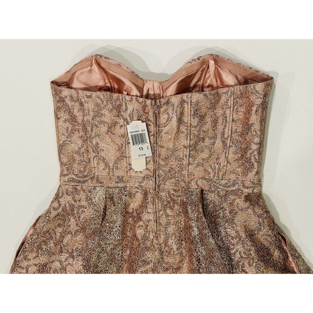 NEW GIANNI BINI GB Rose Gold Pink Silver Lace Overlay Strapless Size 13 $179 - Picture 8 of 14